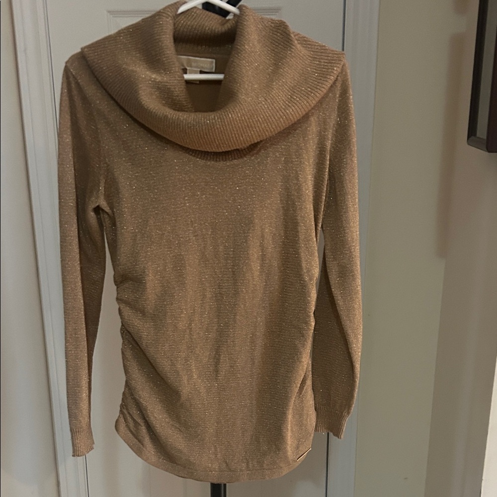 MICHAEL Michael Kors Shimmering Gold Cowl Neck Sweater
